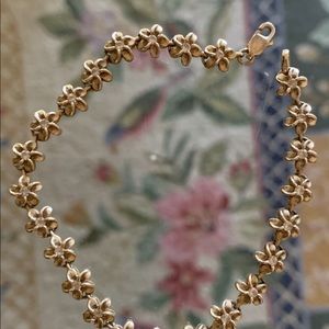 Sterling Silver Hawaiian Plumeria Flower Bracelet